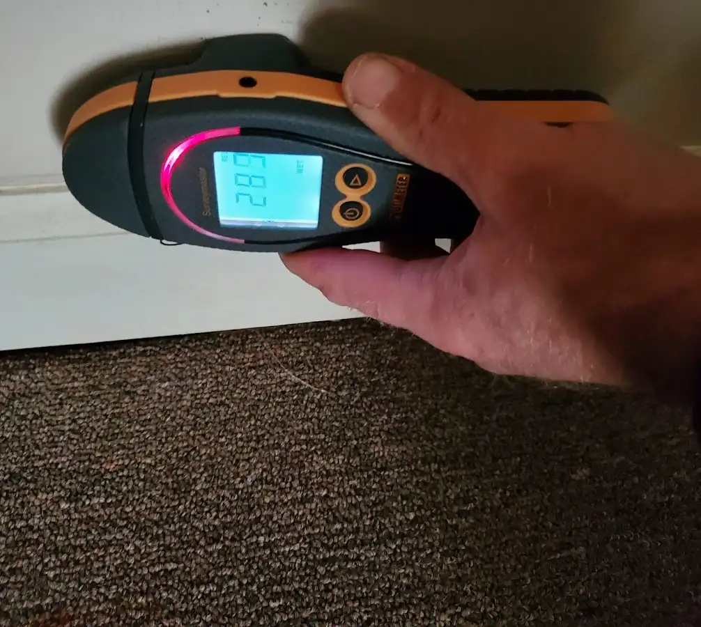 Moisture detection at baseboard during Sewage Cleanup & Sanitation in Ada